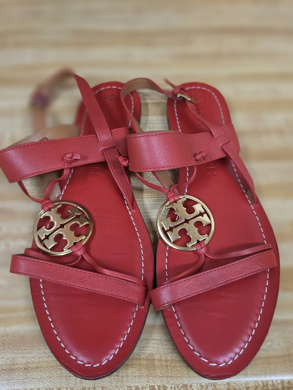 Tory Burch Red Leather Slingback Miller Sandals Sz 8.5